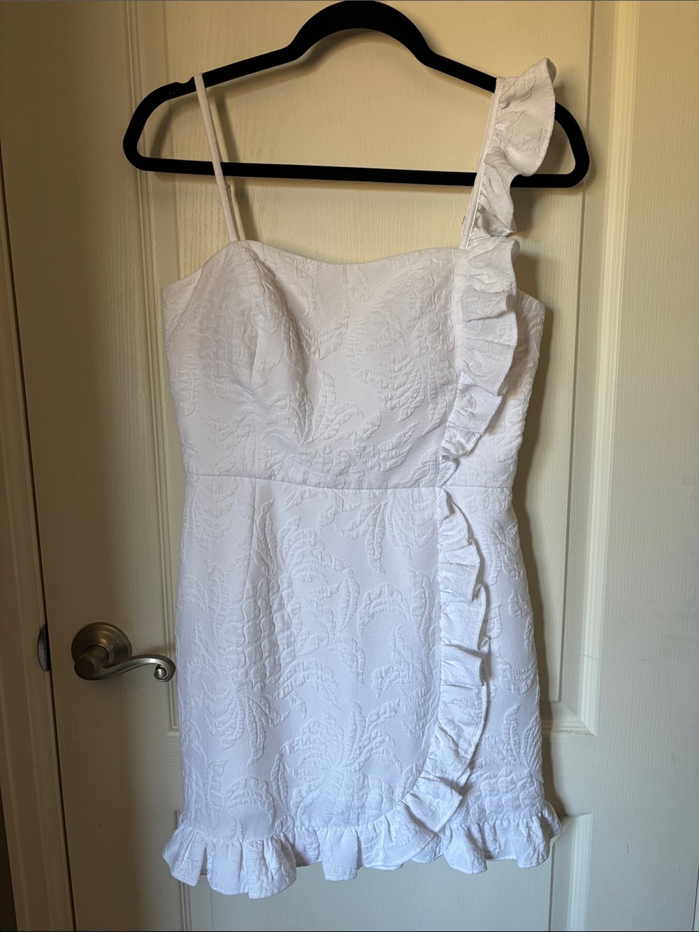 Lilly Pulitzer Kipton White One Shoulder Ruffle Romper Dress Size 4